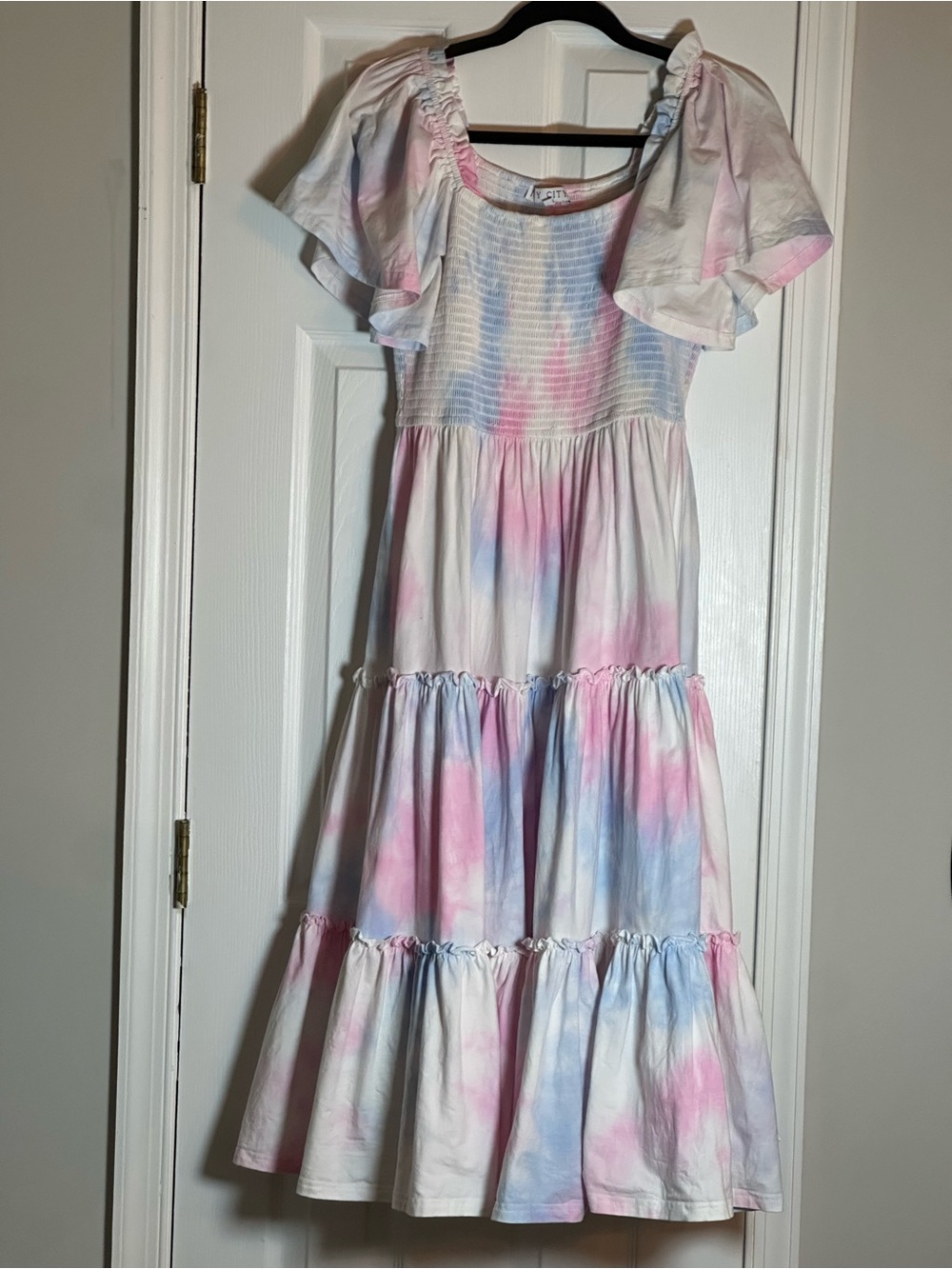 Ivy City Co Tie-Dye Midi Dress - Pink & Light Blue PERFECT FOR GENDER REVEAL! - Picture 4 of 8